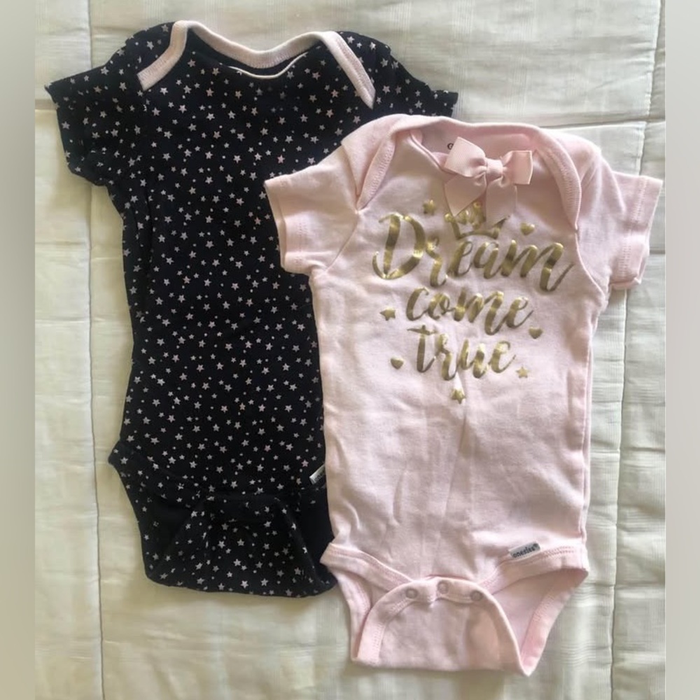 Gerber 3-9 month Bodysuit Baby Girl 2 Piece ORGANIC Cotton Dream True Onesies